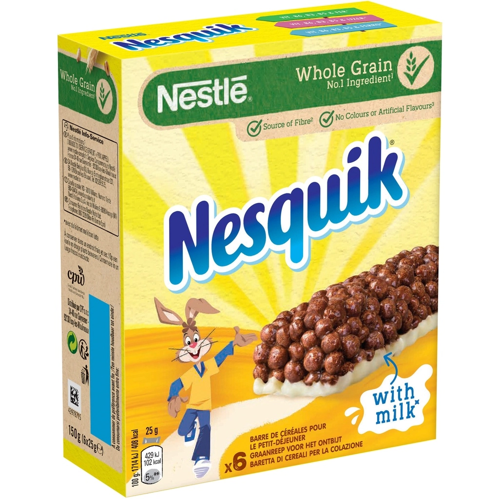 Barres Cereales Nesquik 6x25g Nestle | Barre Cerealiere Chocolat Au Lait