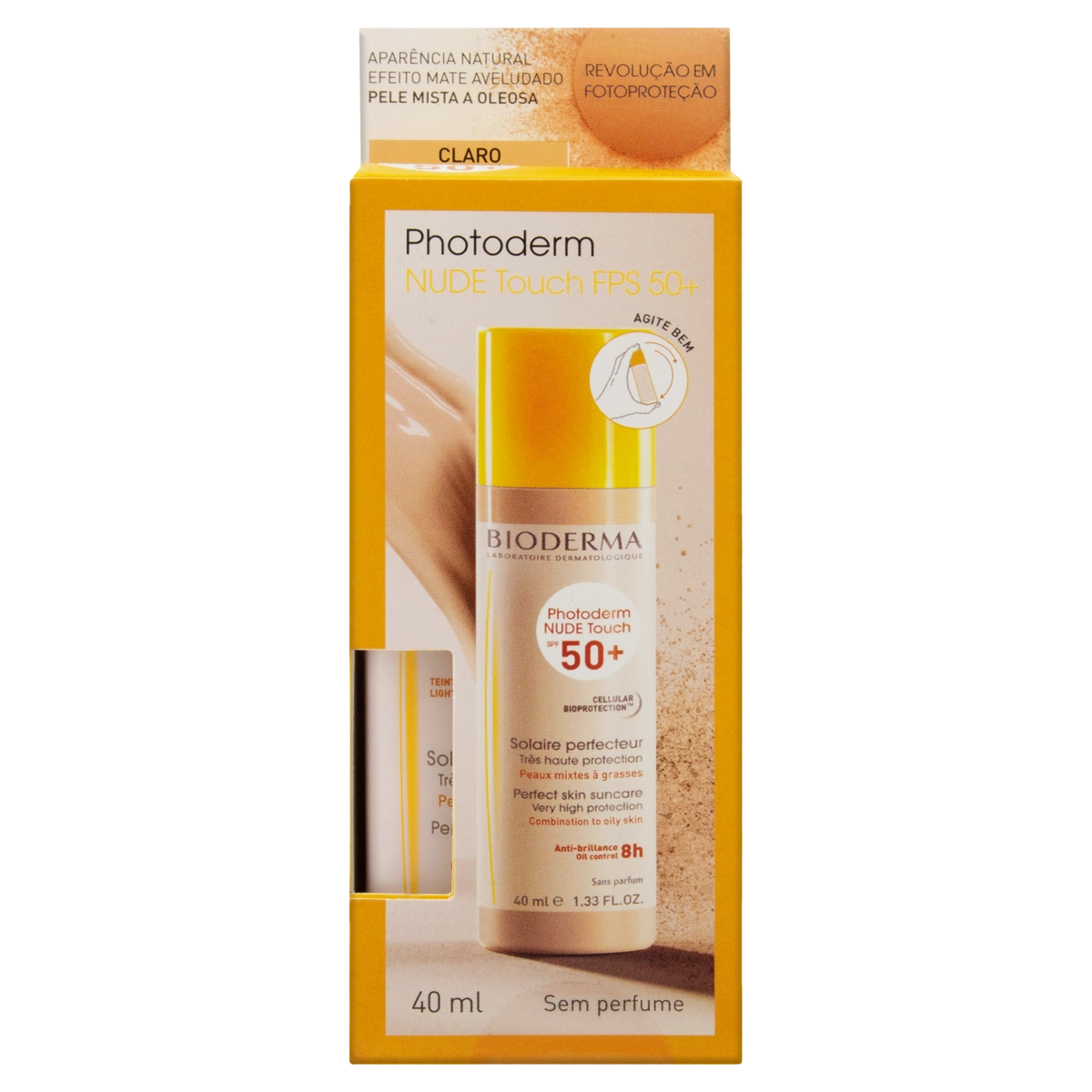 Protetor Solar Com Cor Fps 50 Sem Perfume Claro Bioderma Photoderm Nude Touch Caixa 40ml