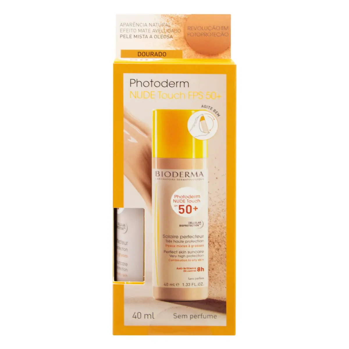 Protetor Solar Com Cor Fps 50 Sem Perfume Dourado Bioderma Photoderm Nude Touch Caixa 40ml