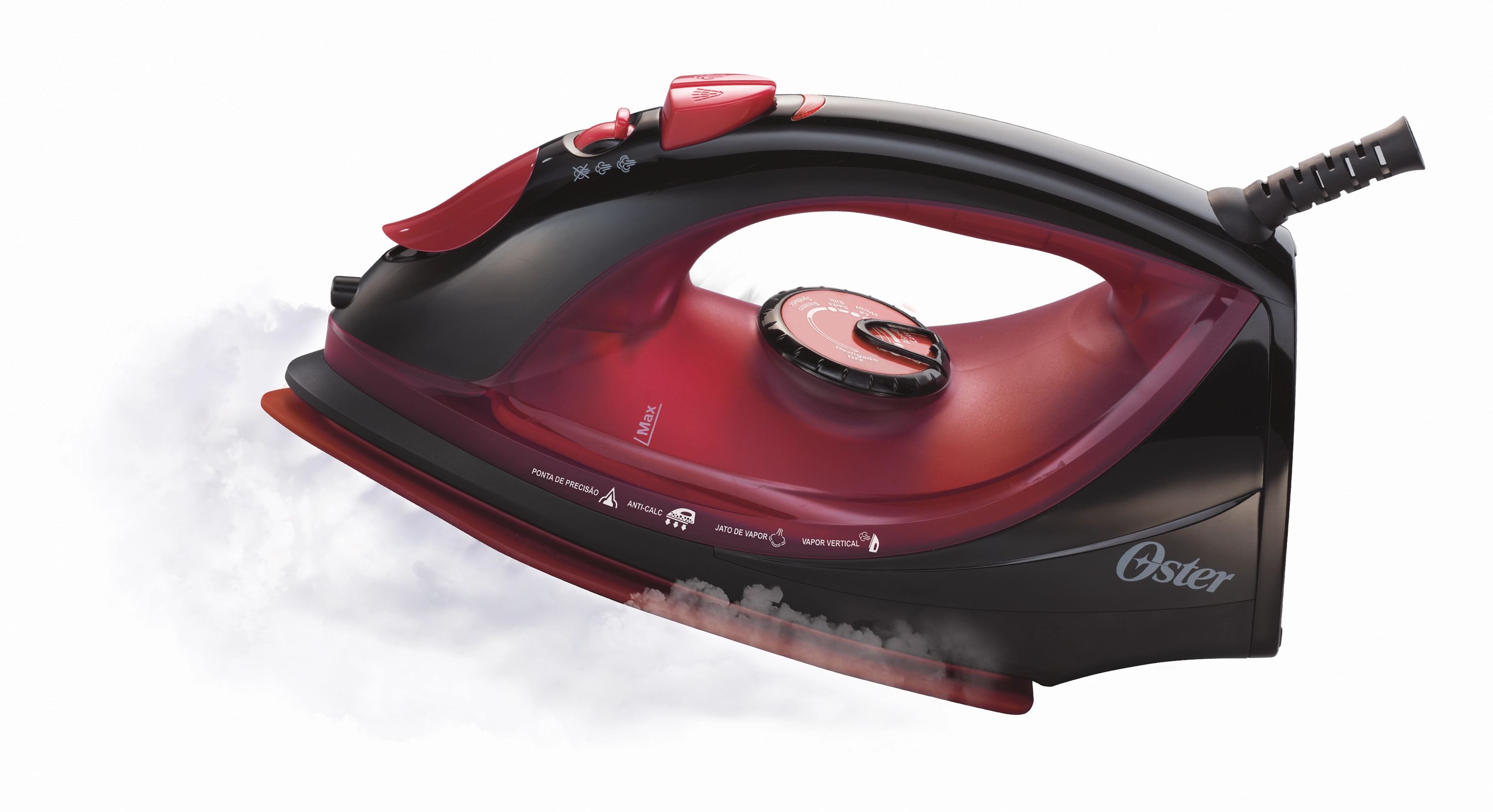 Ferro de Passar a Vapor Base Cerâmica Oster GCSTBS5966 Preto e Verrmelho 110V