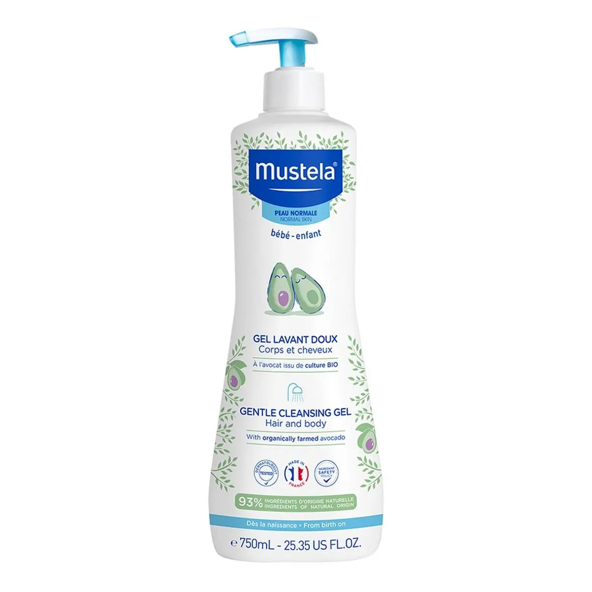 Gel De Banho Suave Pele Normal Mustela Bebê Com 750ml