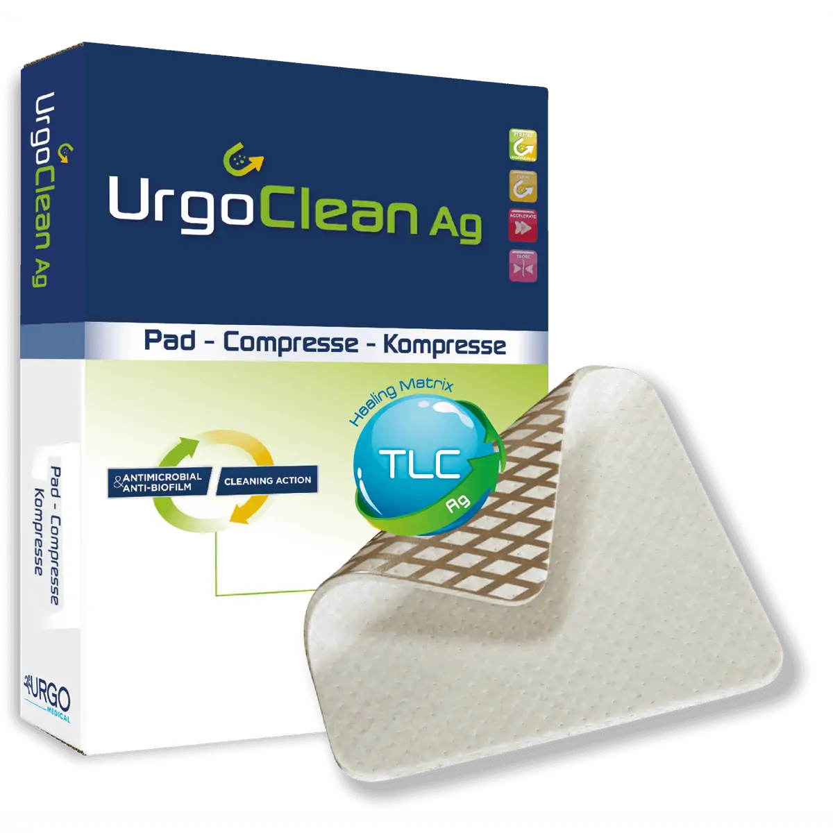 Curativo Antibiofilme e Antimicrobiano com Prata 10x10cm - UrgoClean AG
