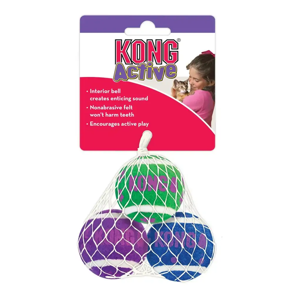 Kong Active Tennis Balls With Bells For Cats