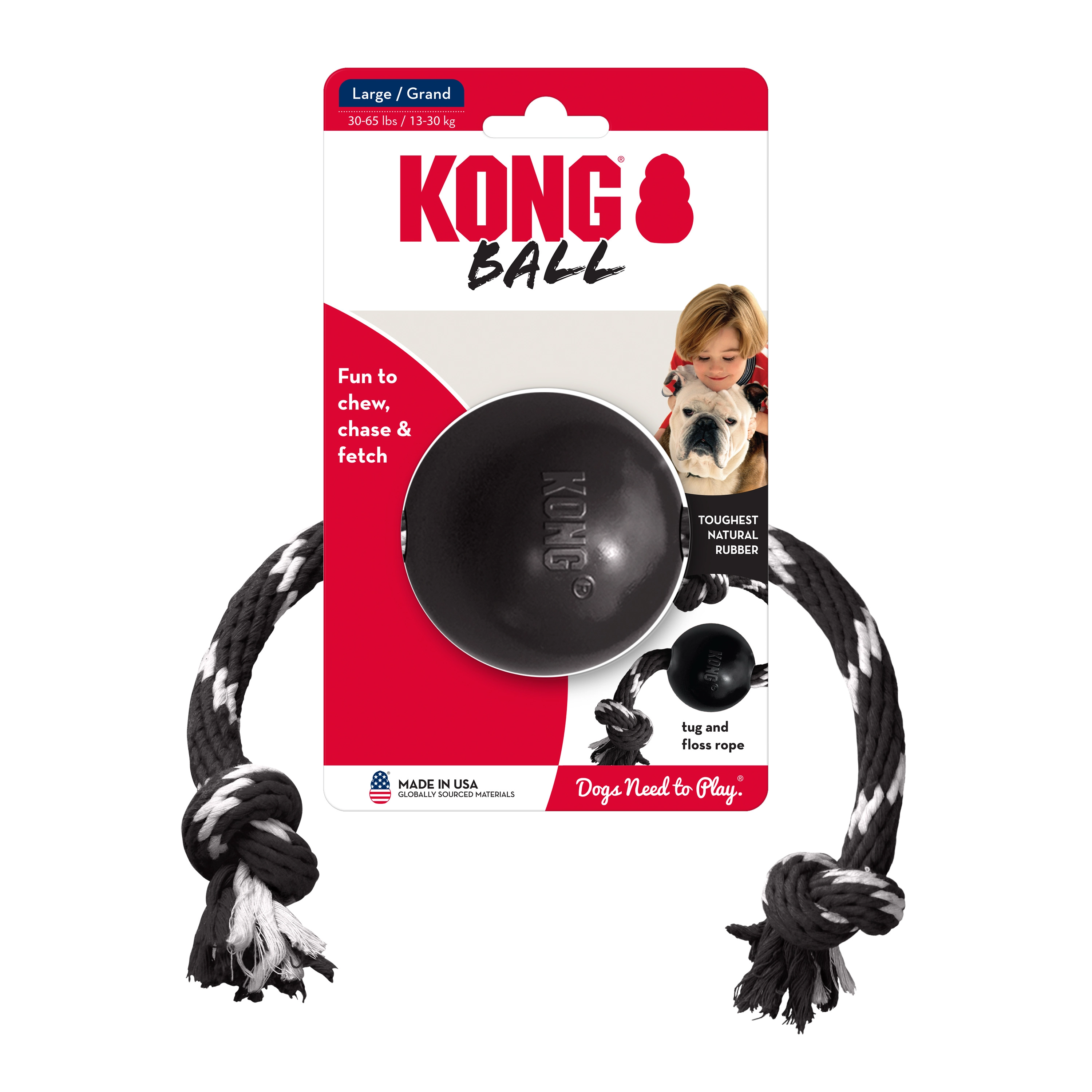 Kong Extreme Ball With Rope Lg