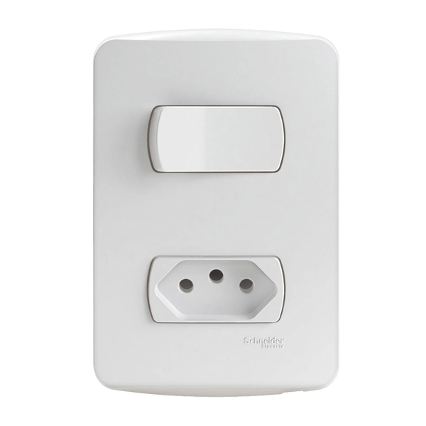 Conjunto 1 Interruptor Simples + 1 Tomada 2P+T 10A 250V Miluz Schneider