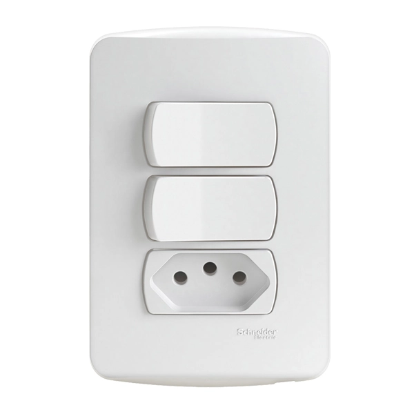 Conjunto 2Interruptores Simples + 1 Tomada 2P+T 10A 250V Miluz Schneider