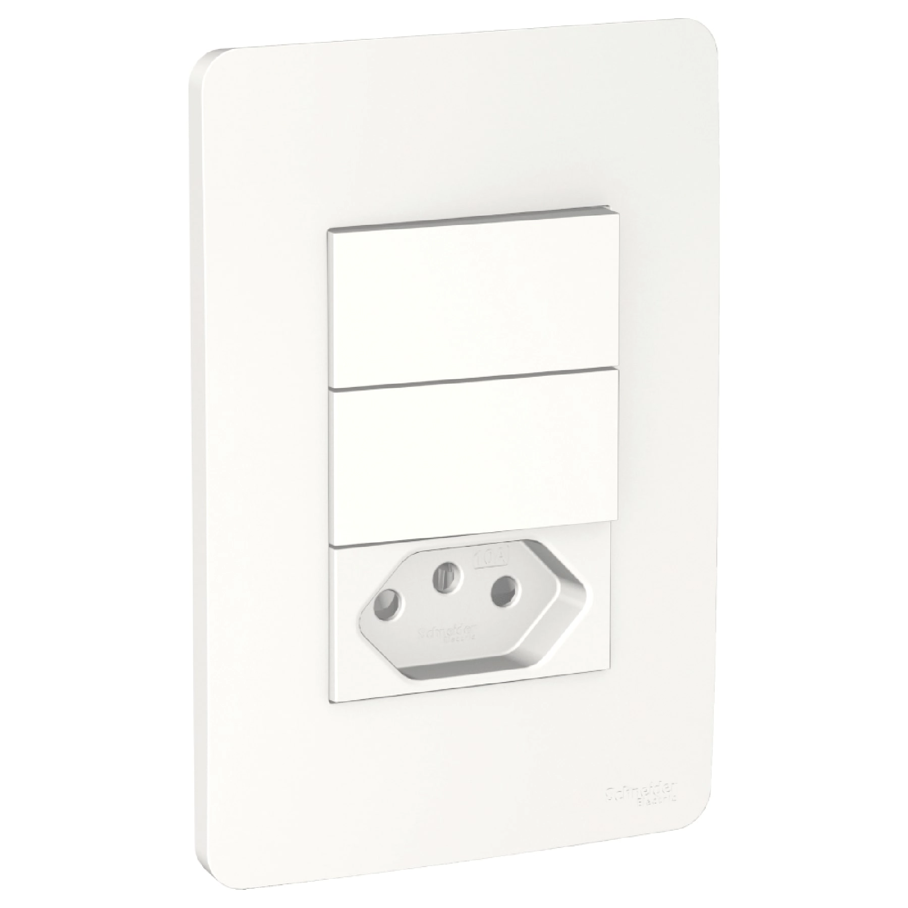 Conjunto 1 Tomada e 2 Interruptores Energia Simples 10A 4x2 Branco Orion Schneider