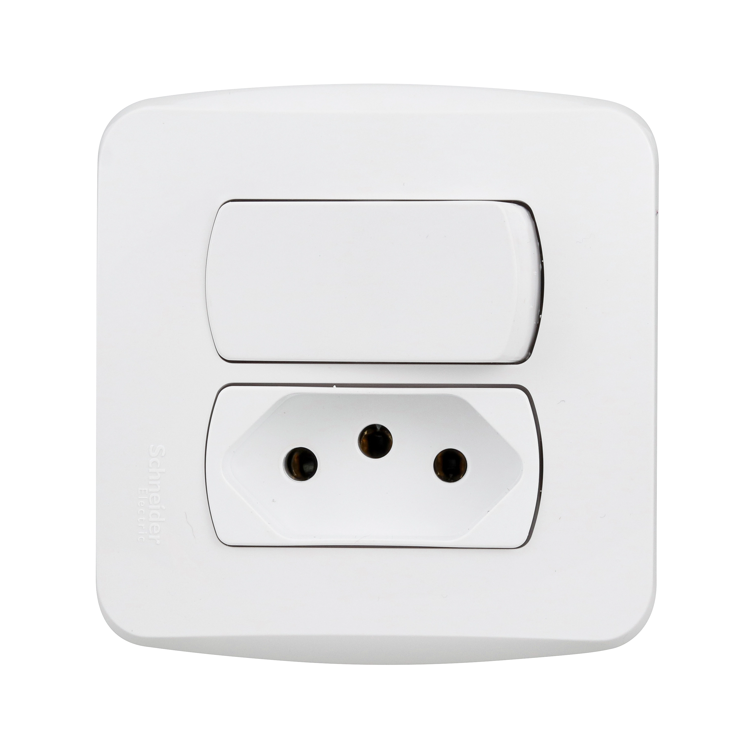 Conjunto 1 Tomada e 1 Interruptor Energia Simples 10A 4x2 Branco Miluz Schneider