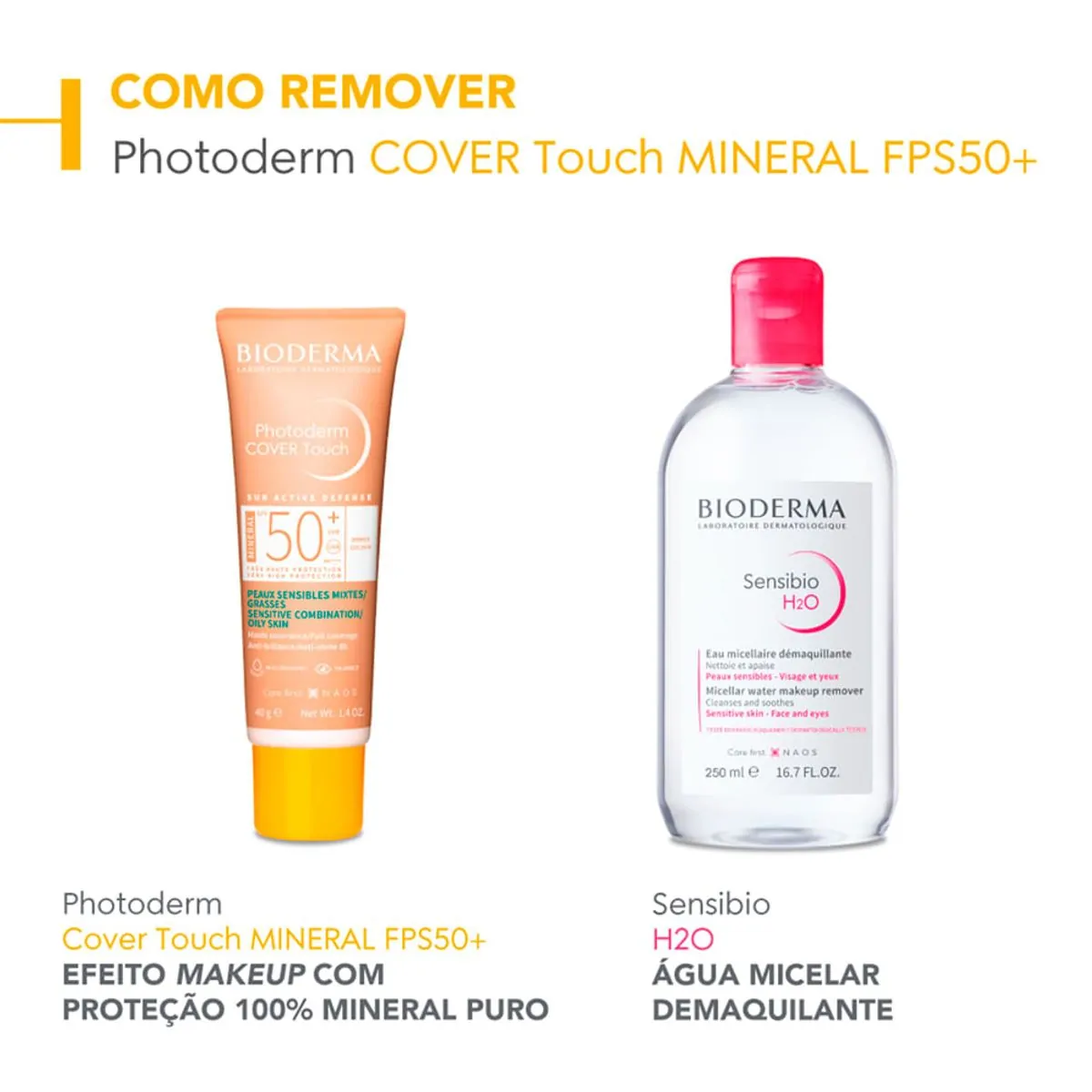 Protetor Solar Facial Bioderma Photoderm Cover Touch FPS 50+ Dourado 40 g