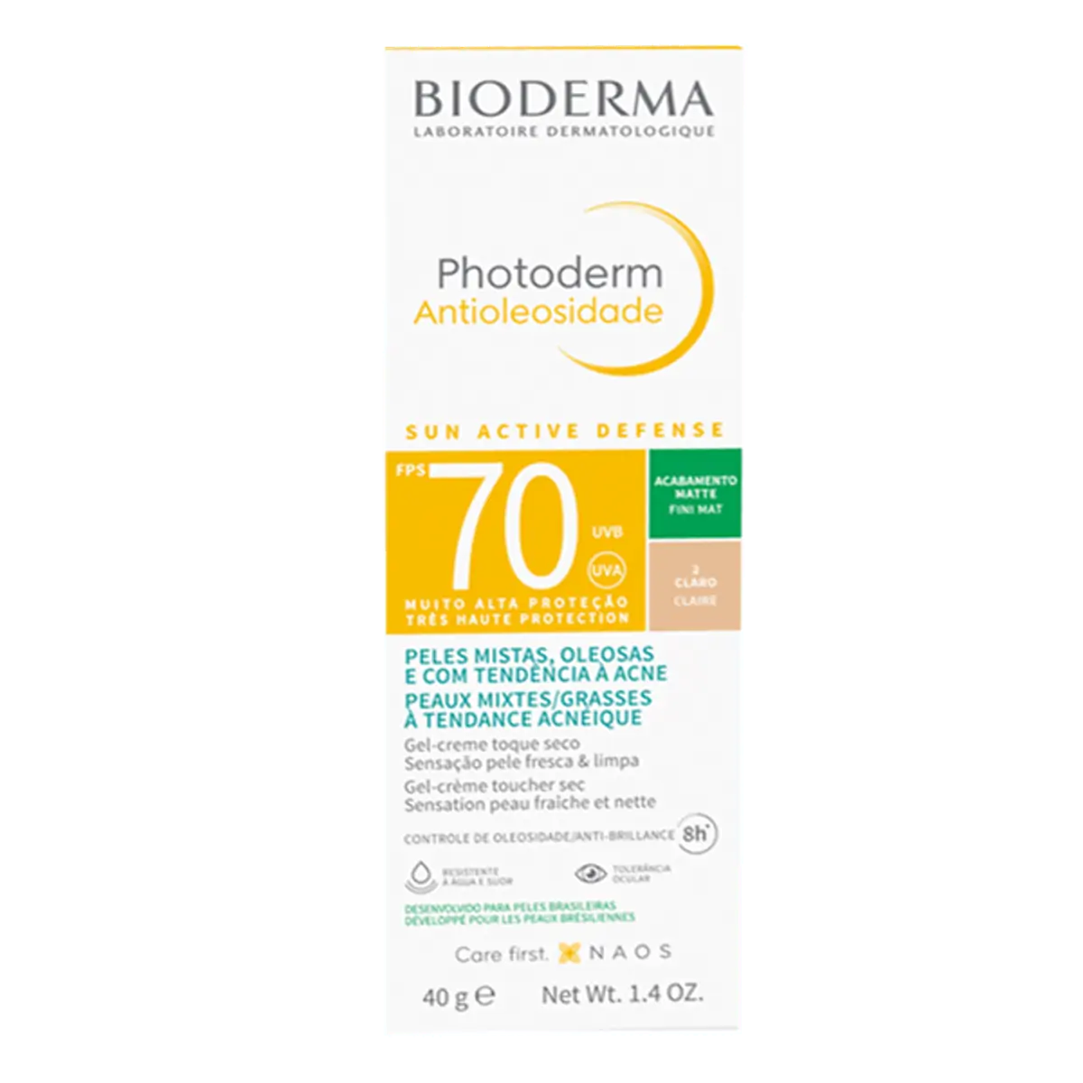 Protetor Solar Gel Creme Toque Seco Antioleosidade Com Cor 2 Claro Fps 70 Suave Bioderma Photoderm C