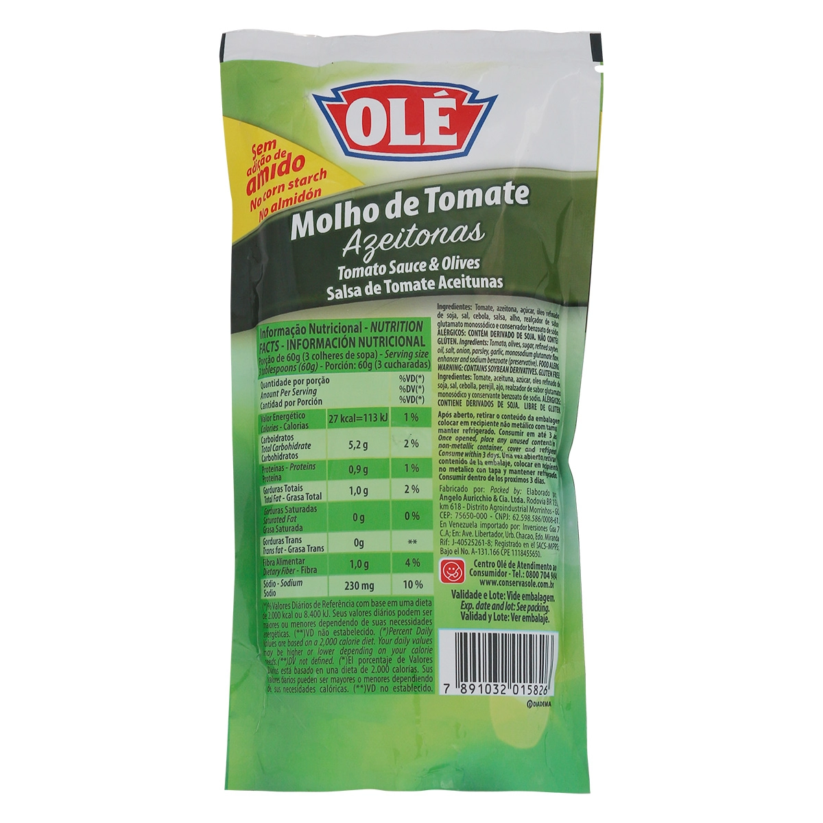 Molho Ole Tom.340gr Azeitonas Sch