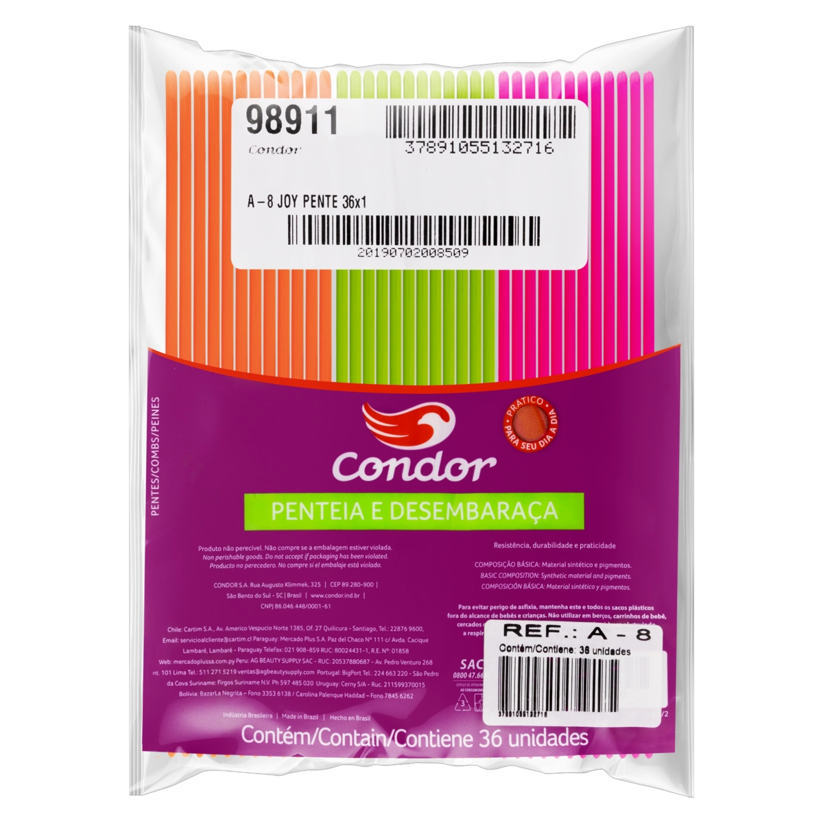 Pente Para Cabelo Joy Condor 36 Unidades Ref. A 8