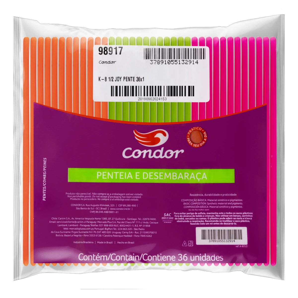 Pente Para Cabelo Joy Condor 36 Unidades Ref. K 8 1/2