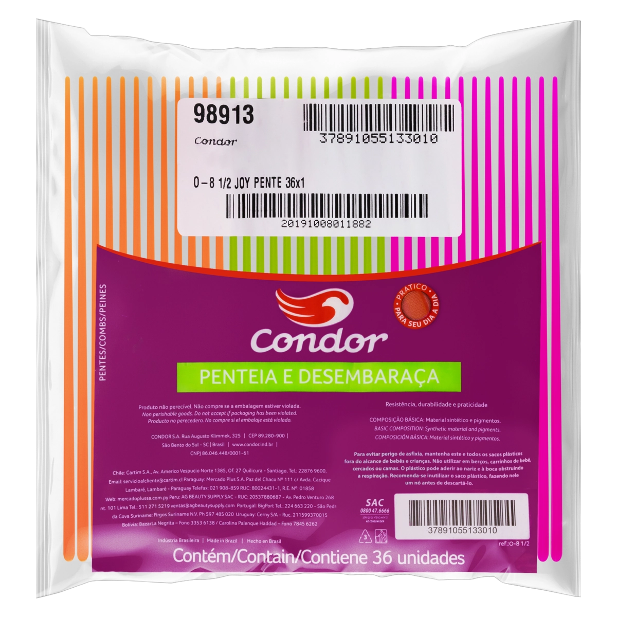 Pente Para Cabelo Joy Condor 36 Unidades Ref. O 8 1/2