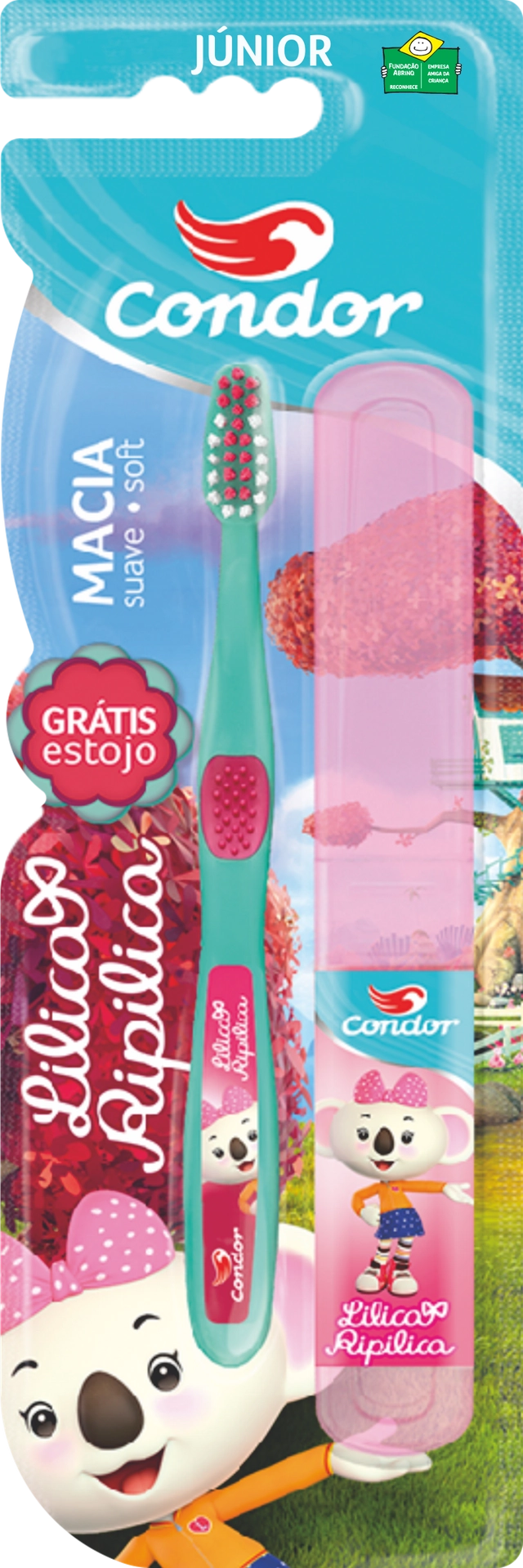 Escova Dental Infantil Macia Lilica Ripilica Condor Júnior Cabeça P Grátis Estojo Protetor