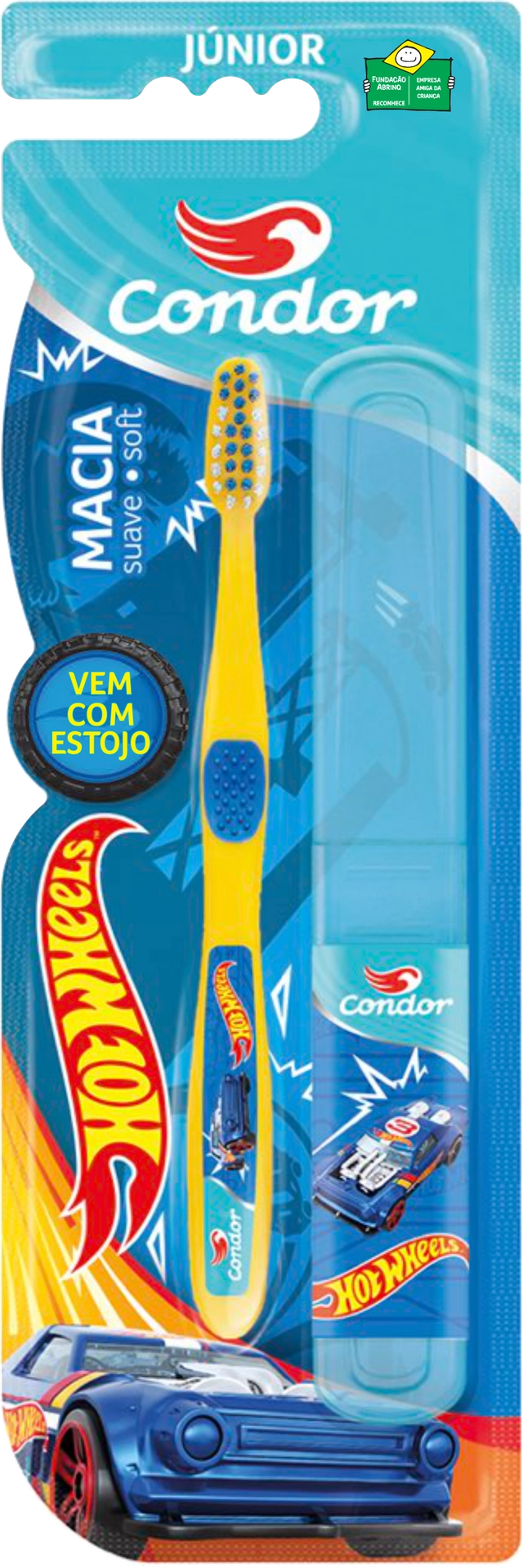 Escova Dental Infantil Macia Hot Wheels Condor Júnior Cabeça P Grátis Estojo Protetor
