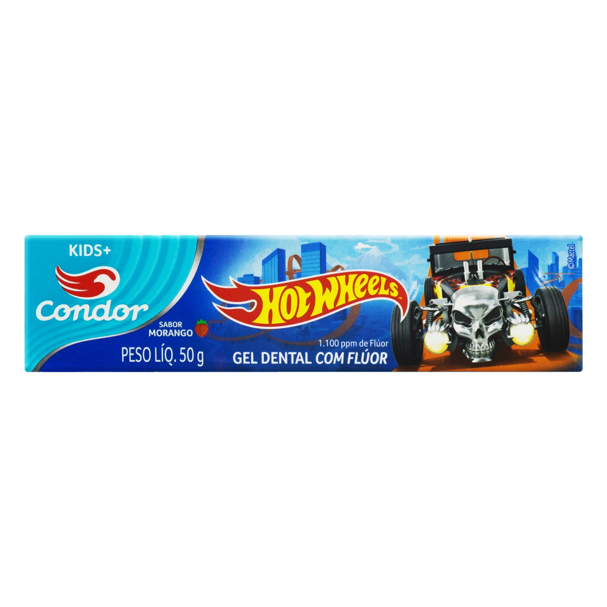 Gel Dental Com Flúor Morango Hot Wheels Condor Kids Caixa 50g