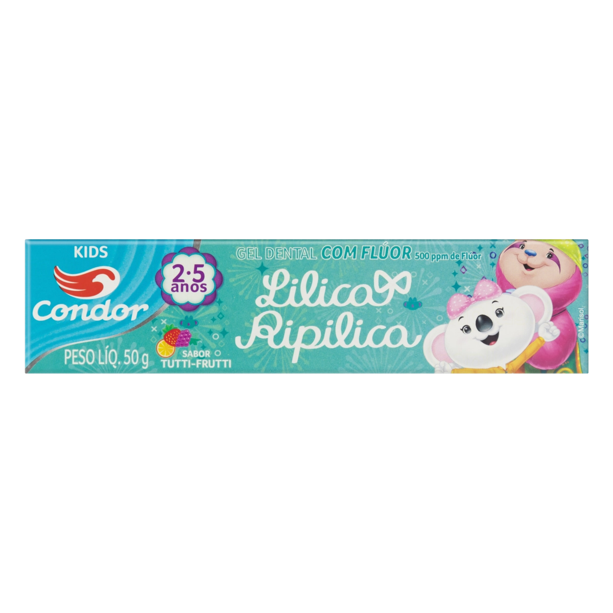 Gel Dental Com Flúor Tutti Frutti Lilica Ripilica Condor Kids Caixa 50g