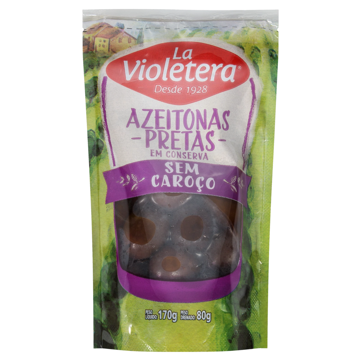 Azeitona Preta Em Conserva Inteira Sem Caroço La Violetera Sachê 80g