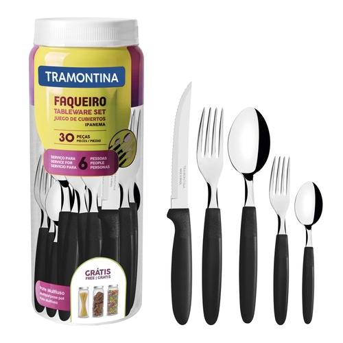 Faqueiro Tramontina Inox Ipanema Preto 30pcs