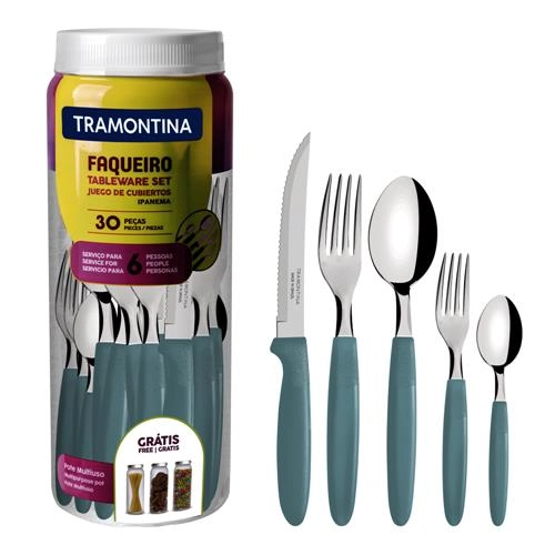 Faqueiro Tramont.inox Ipanema C/30 Pcs Turquesa