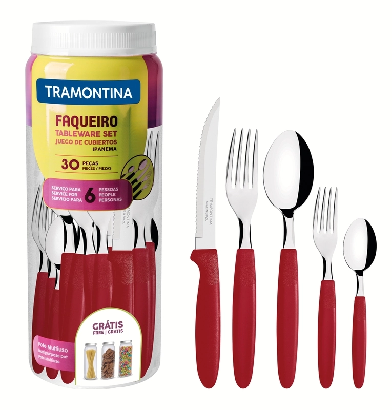 Faqueiro Tramontina Inox Ipanema Vermelho 30pcs