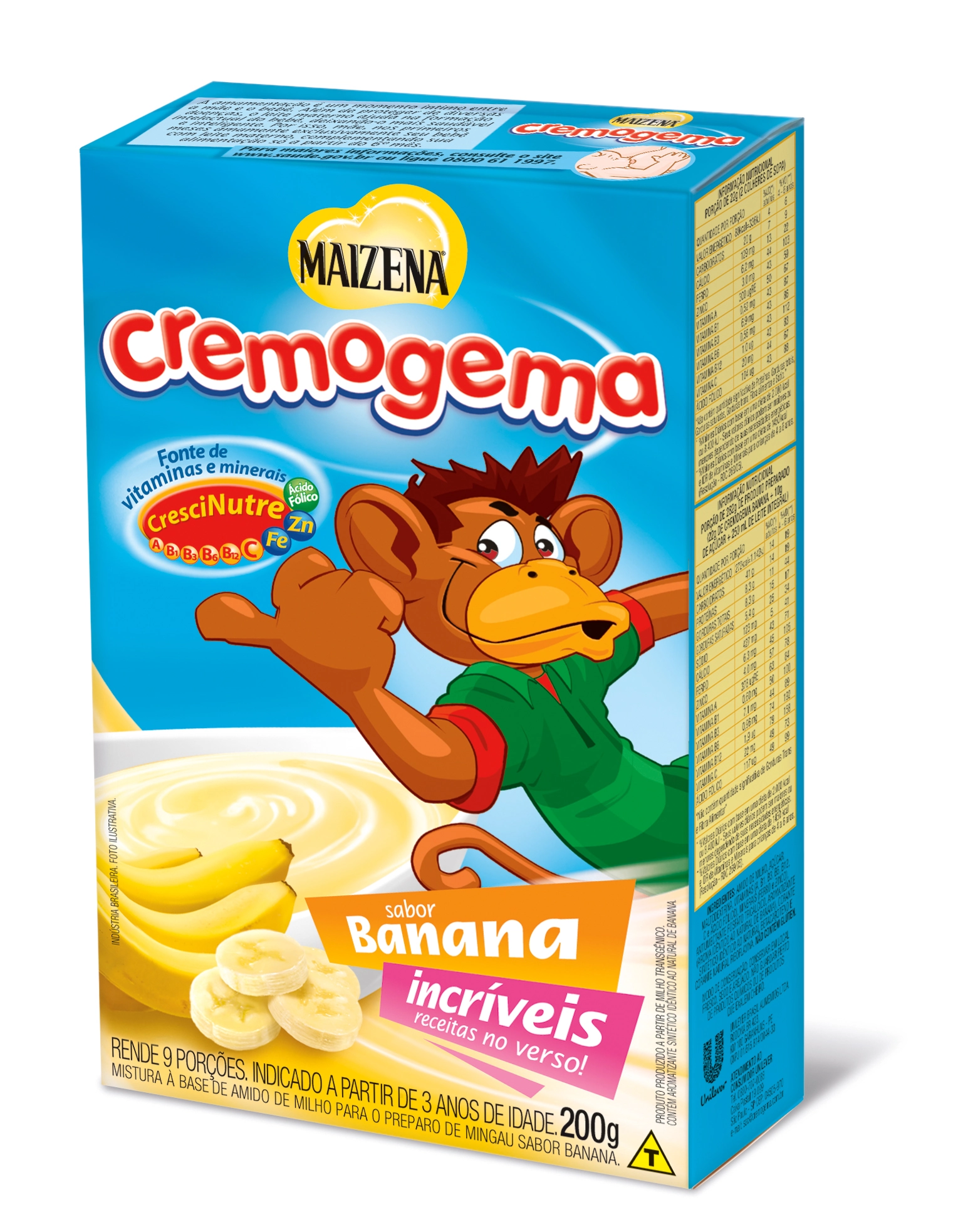 Mingau Banana Maizena Cremogema Caixa 200g
