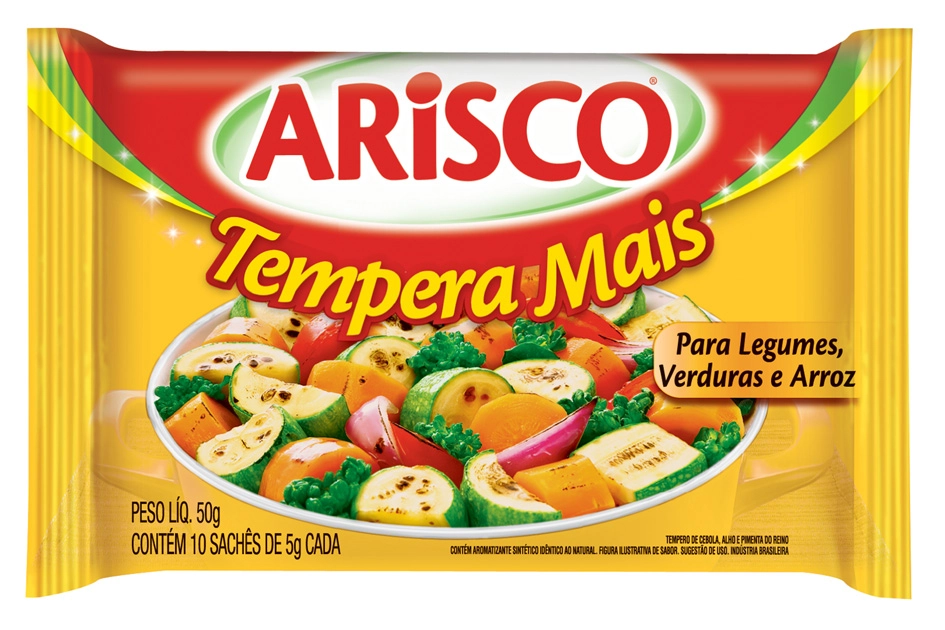 Tempero Pó Para Legumes, Verduras E Arroz Arisco Tempera Mais Pacote 50g 10 Unidades