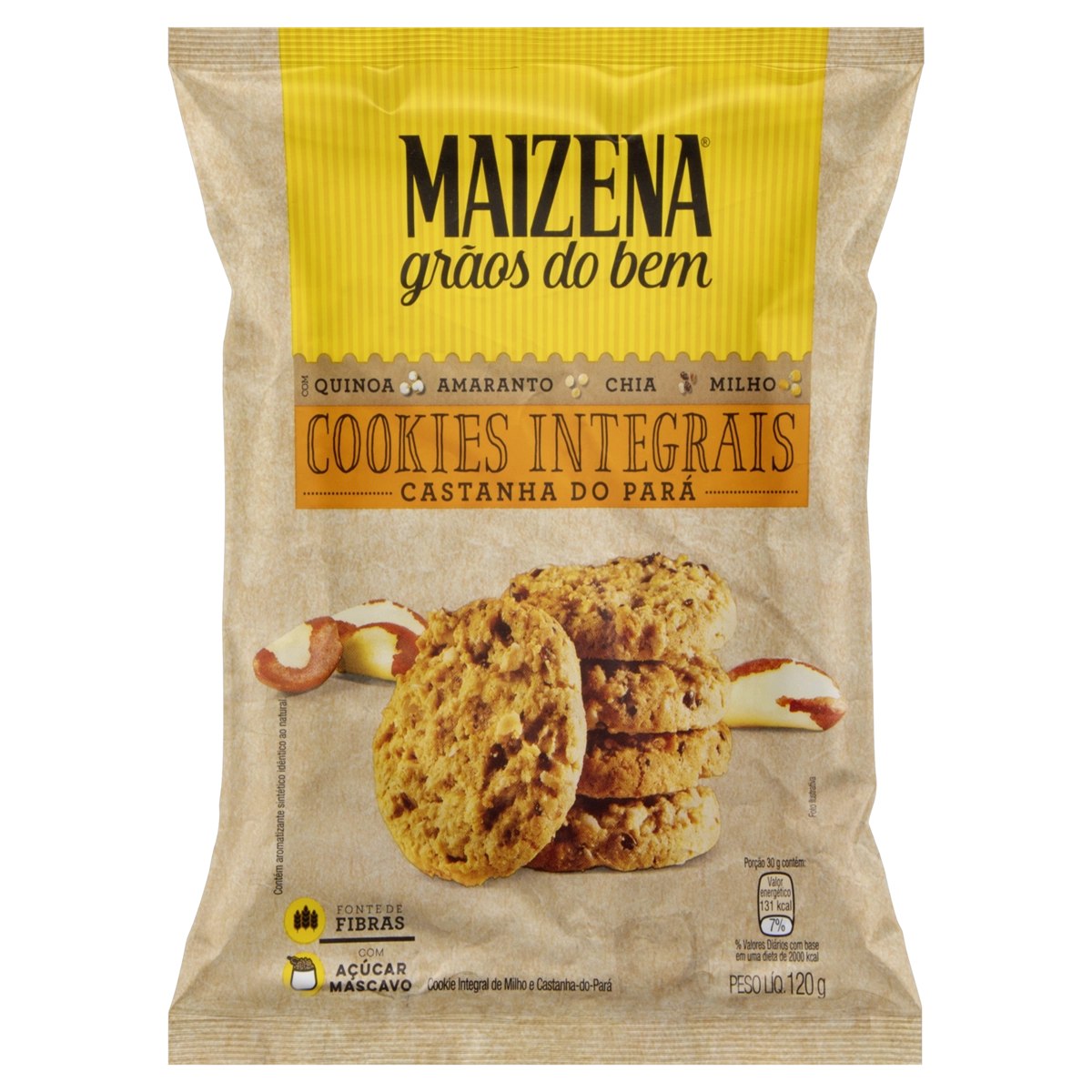 Biscoito Cookie Integral Castanha Do Pará Maizena Grãos Do Bem Pacote 120g