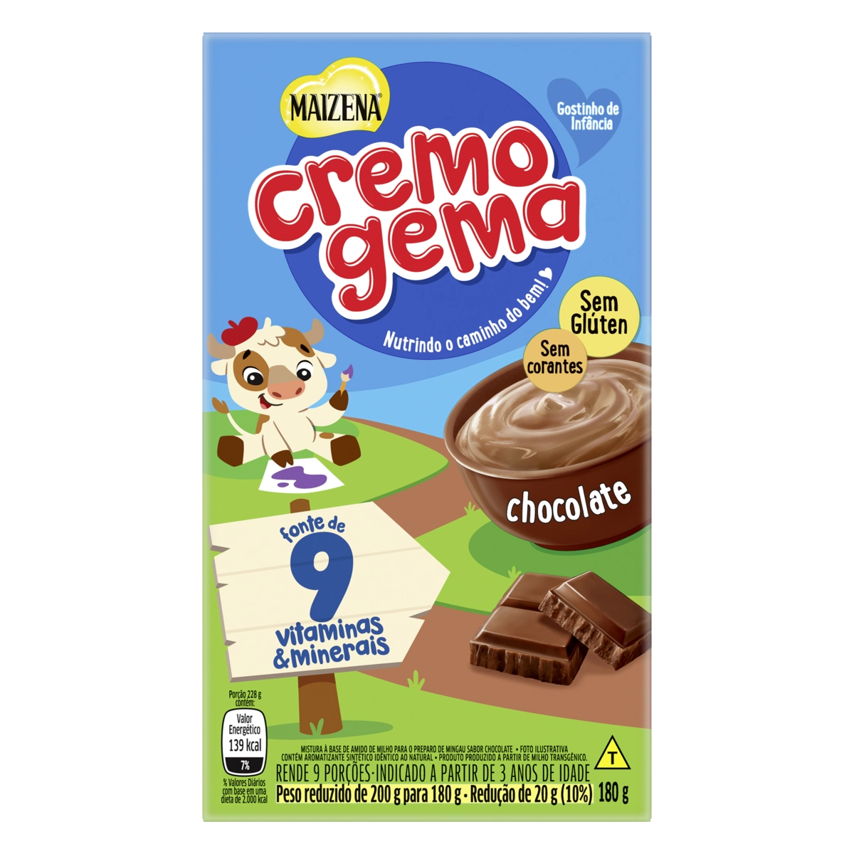 Mingau Chocolate Maizena Cremogema Caixa 180g