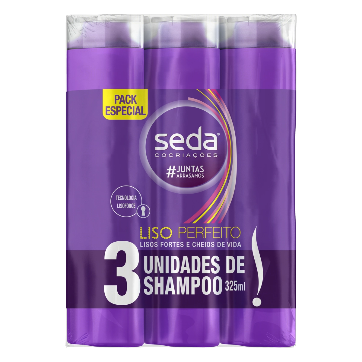 Pack Shampoo Seda Cocriações Liso Perfeito Frasco 3 Unidades 325ml Cada