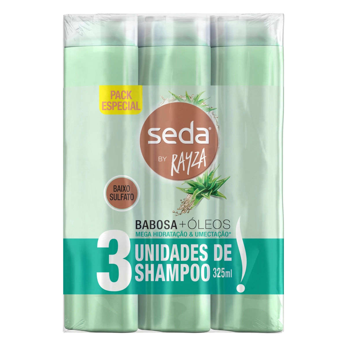 Pack Shampoo Seda Babosa E óleos By Rayza Frasco 3 Unidades 325ml Cada