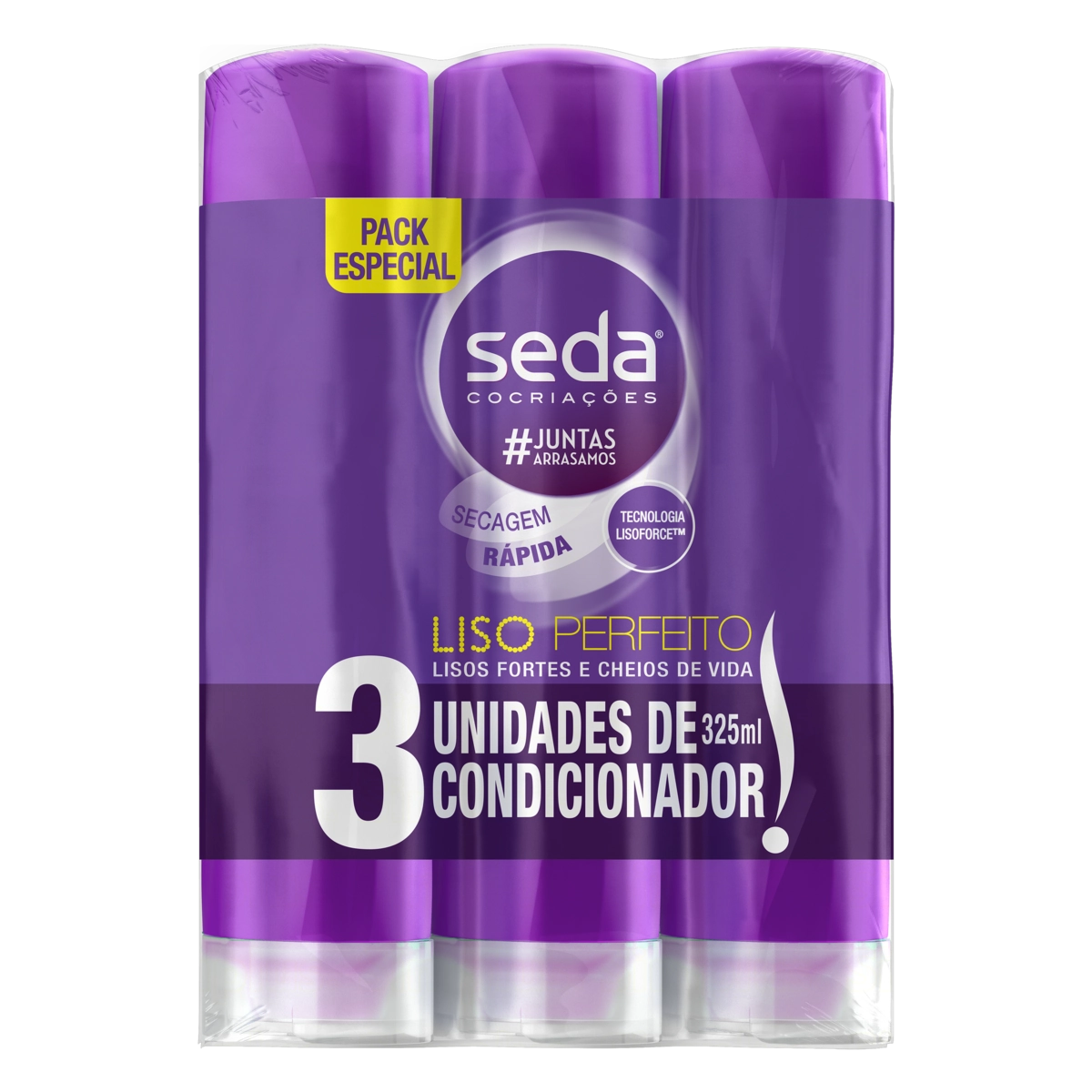Pack Condicionador Seda Cocriações Liso Perfeito Frasco 3 Unidades 325ml Cada