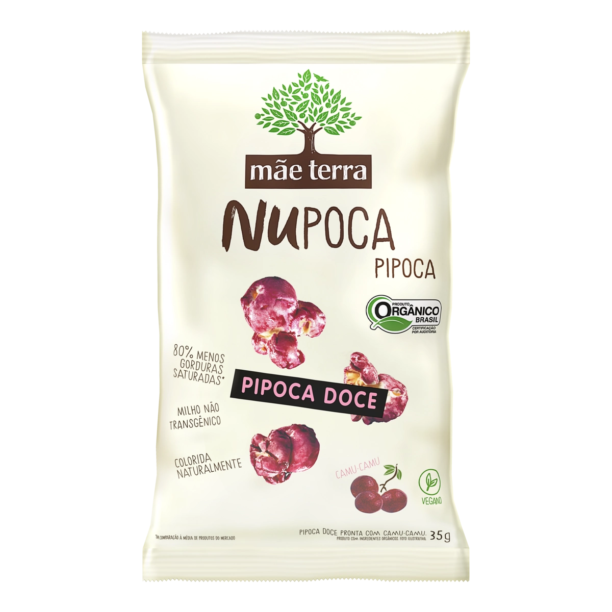 Pipoca Pronta Doce Rosa Orgânico Mãe Terra Pacote 35g