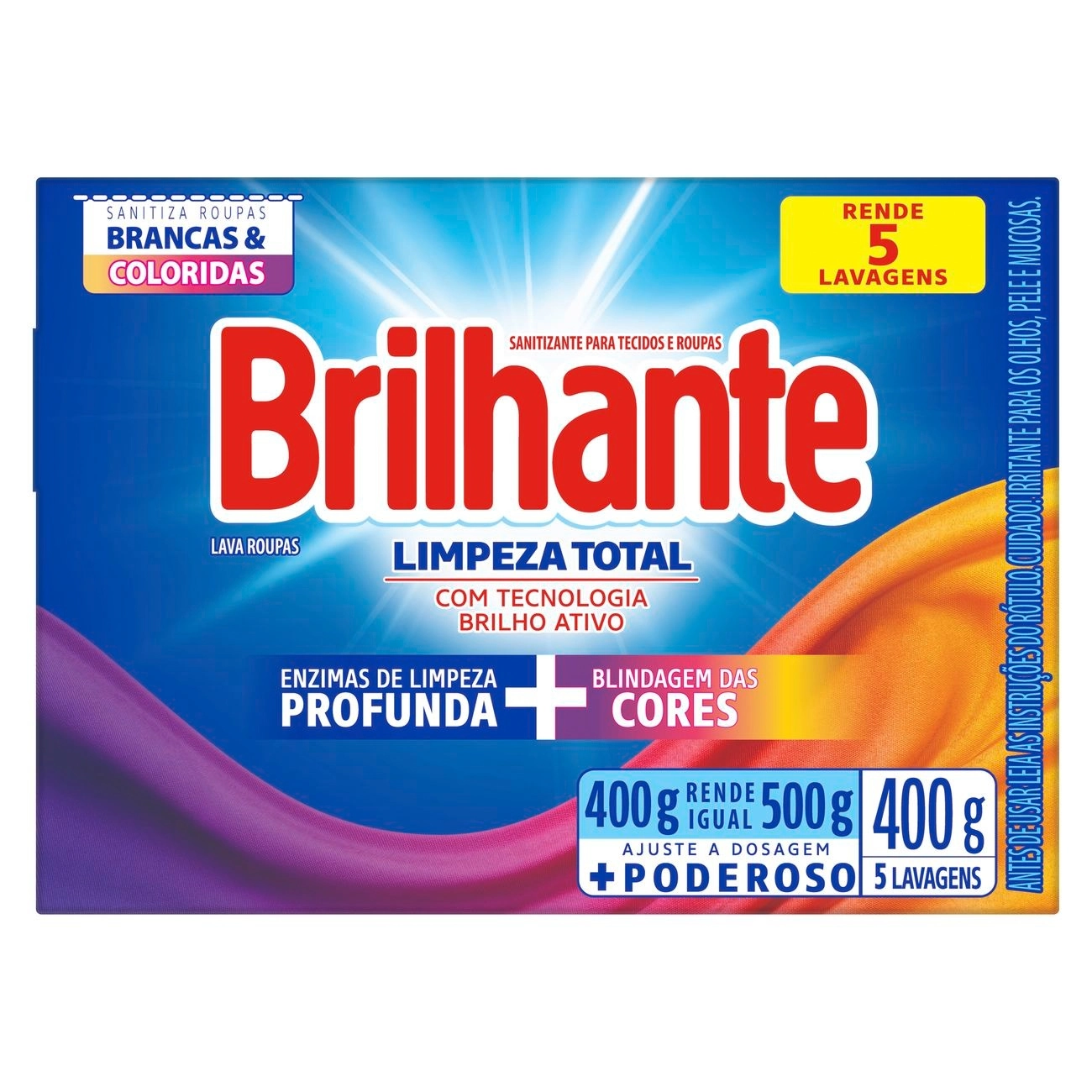 Lava Roupas Pó Roupas Brancas E Coloridas Brilhante Limpeza Total Caixa 400g