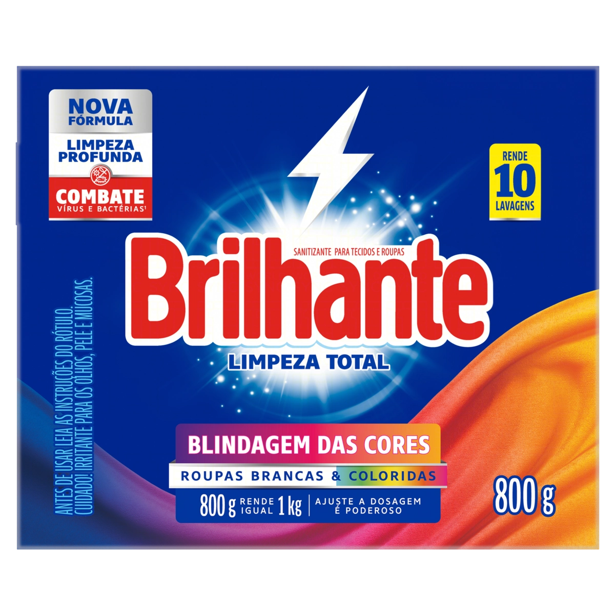 Lava Roupas Pó Roupas Brancas E Coloridas Ativo Concentrado Brilhante Limpeza Total Caixa 800g