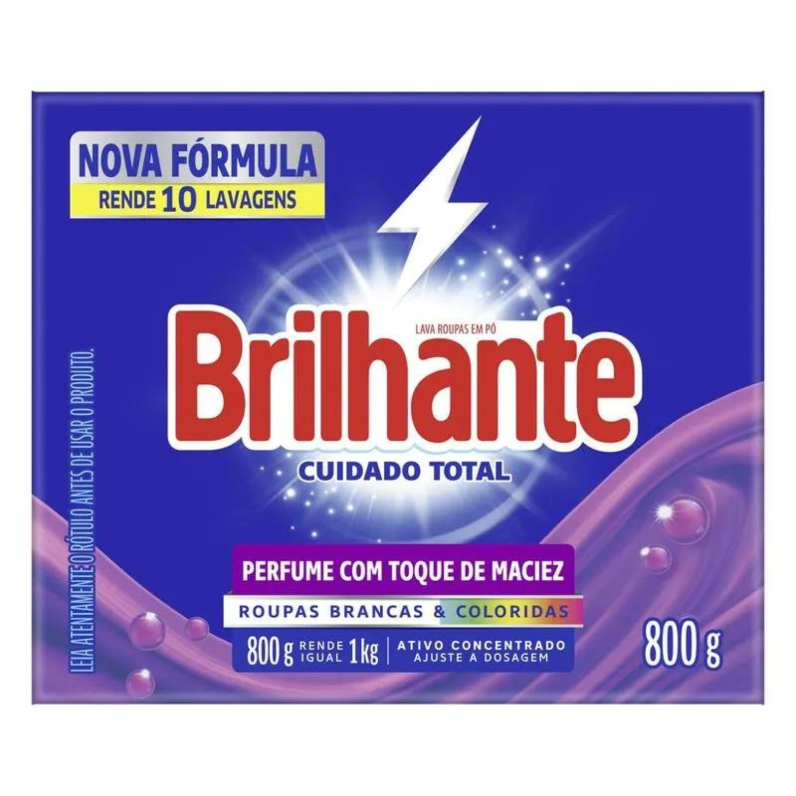 Lava Roupas Pó Roupas Brancas E Coloridas Brilhante Cuidado Total Caixa 800g