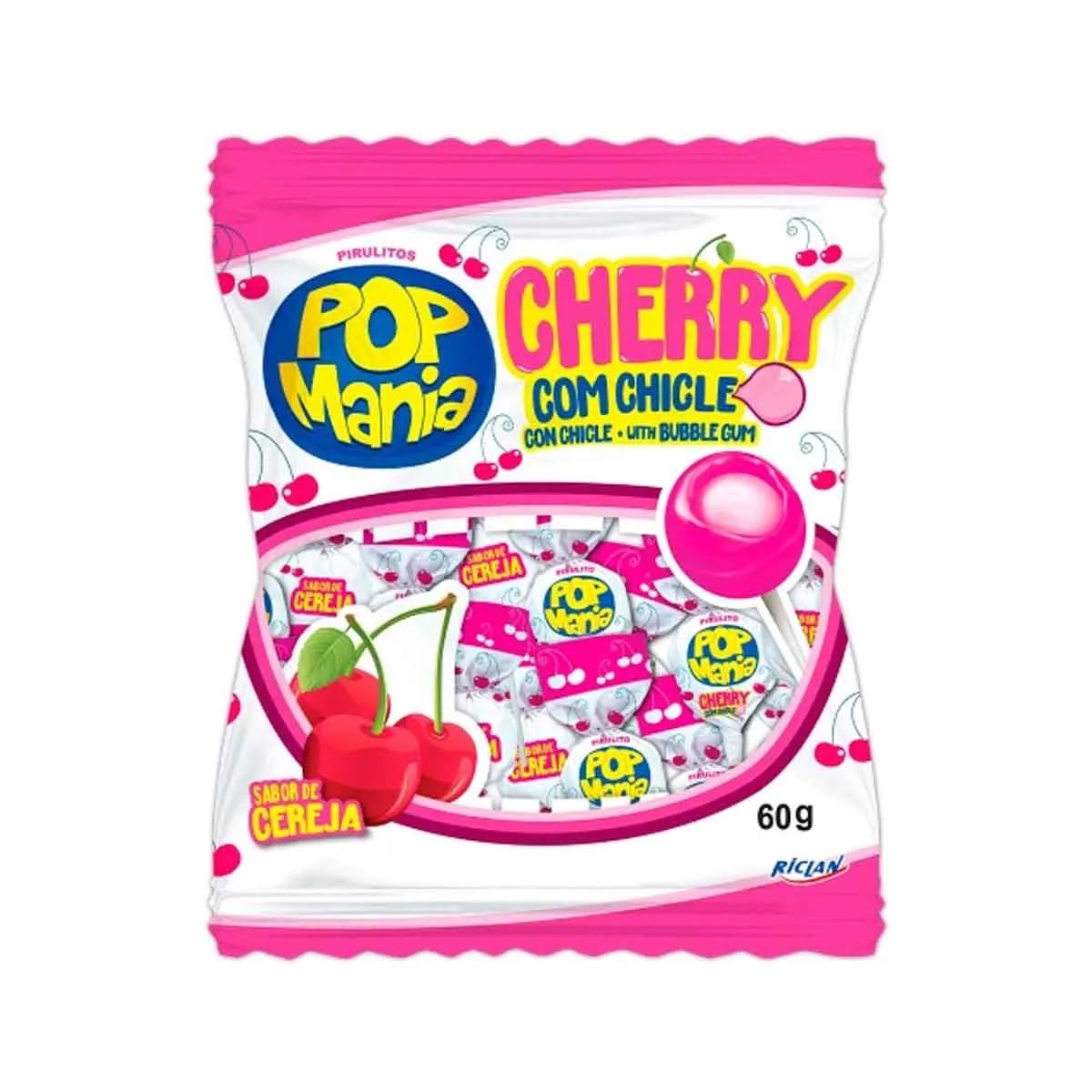 Pirulito Pop Mania Cherry 30x10unidade