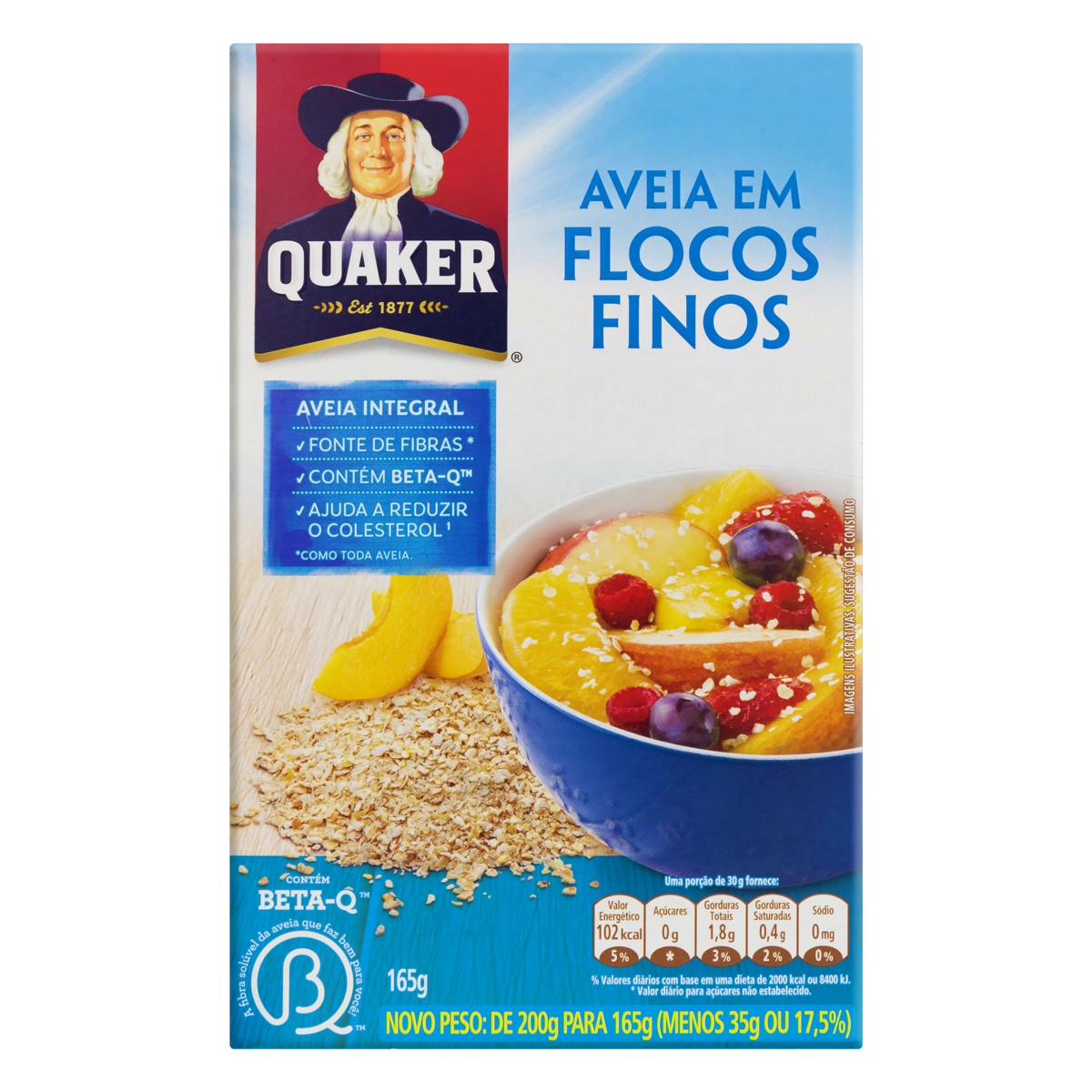 Aveia Em Flocos Finos Quaker Caixa 165g