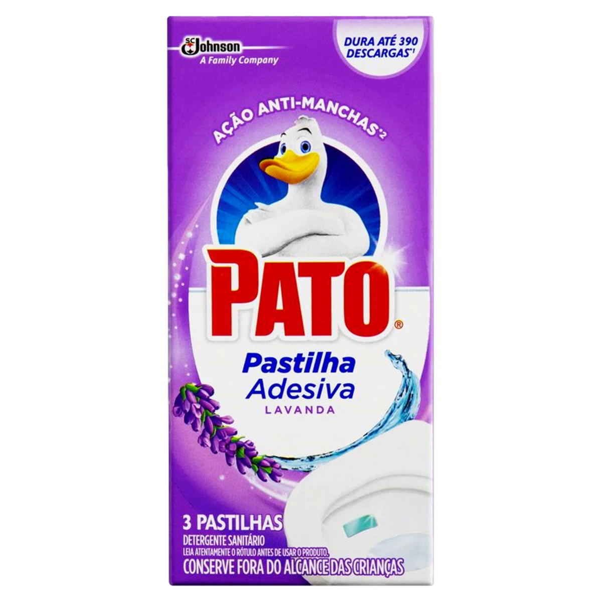 Desodorizador Sanitário Pato Pastilha Adesiva Lavanda 3unidade