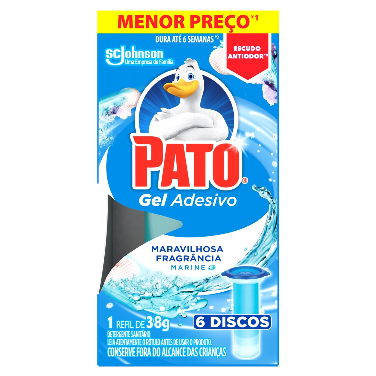 Detergente Sanitário Gel Adesivo Marine Pato 38g Refil Menor Preço