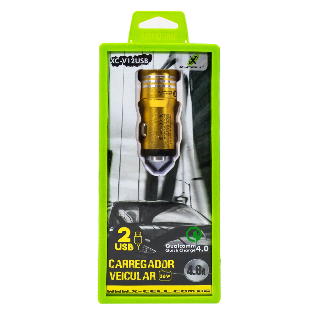 Carregador Veicular Qualcomm Quick Charge 4.8a C 2usb Xc V12usb D Comercial Bella Via