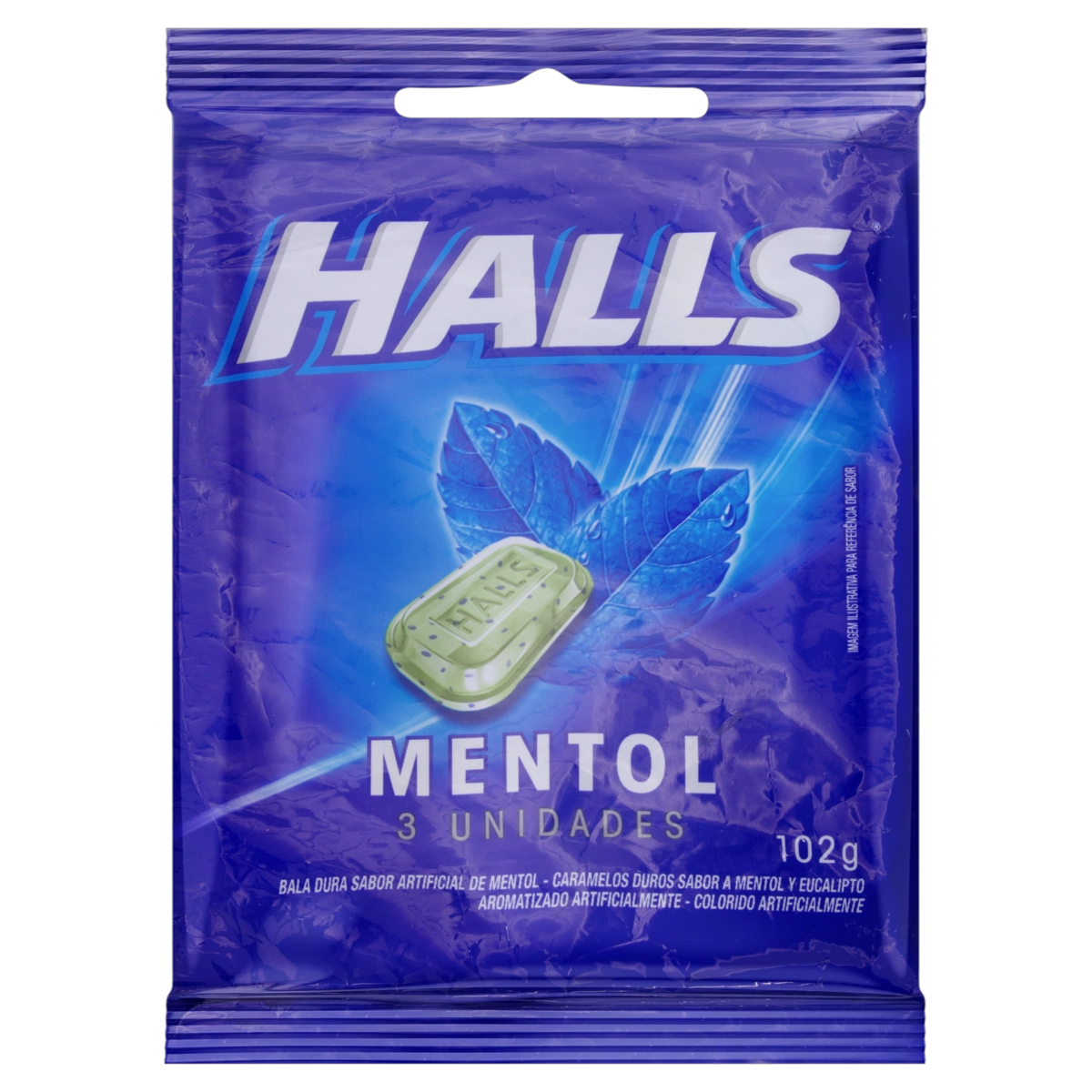 Bala Mentol Halls Pacote 102g 3 Unidades