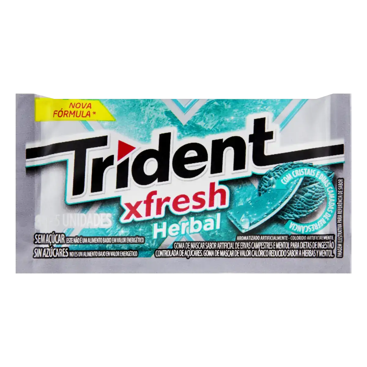 Goma De Mascar Herbal Zero Açúcar Trident Xfresh Envelope 8g 5 Unidades