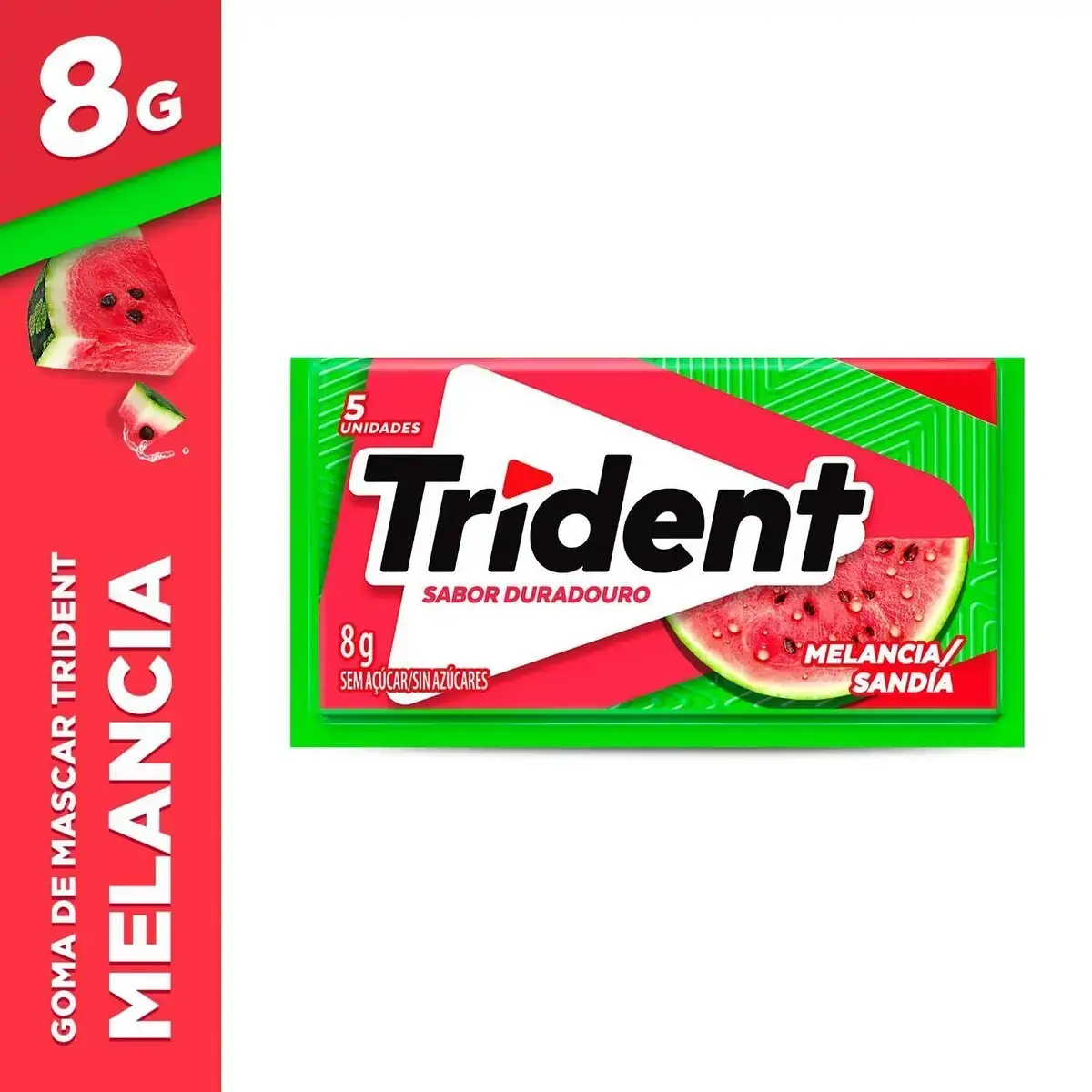 Goma De Mascar Melancia Zero Açúcar Trident Envelope 8g 5 Unidades