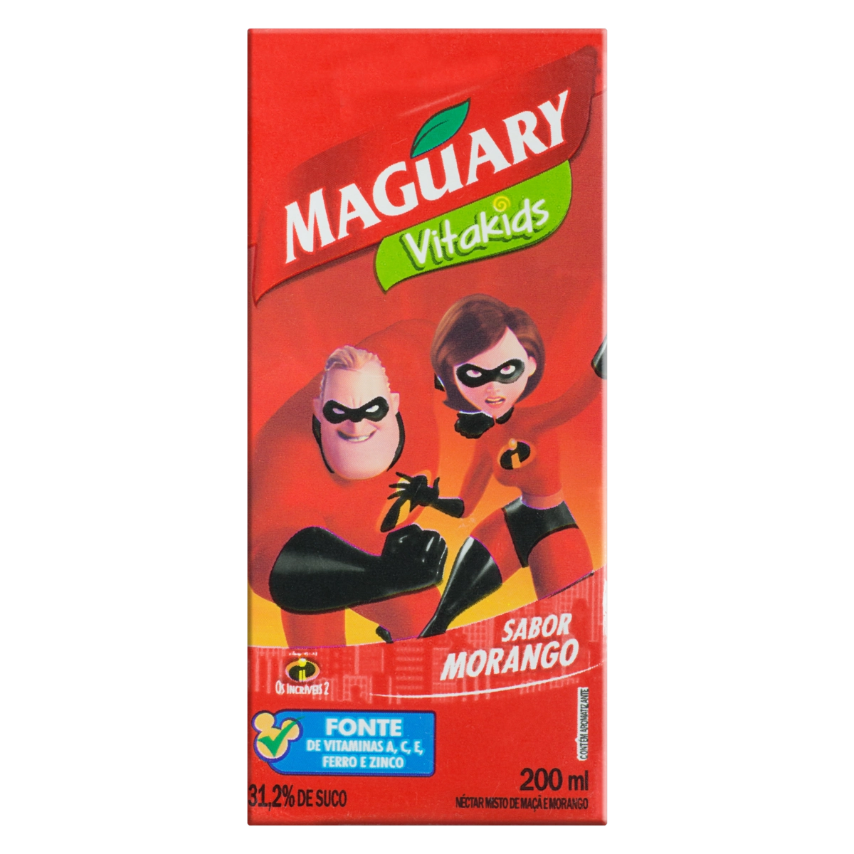 Néctar Morango Disney Os Incríveis 2 Maguary Vitakids Caixa 200ml
