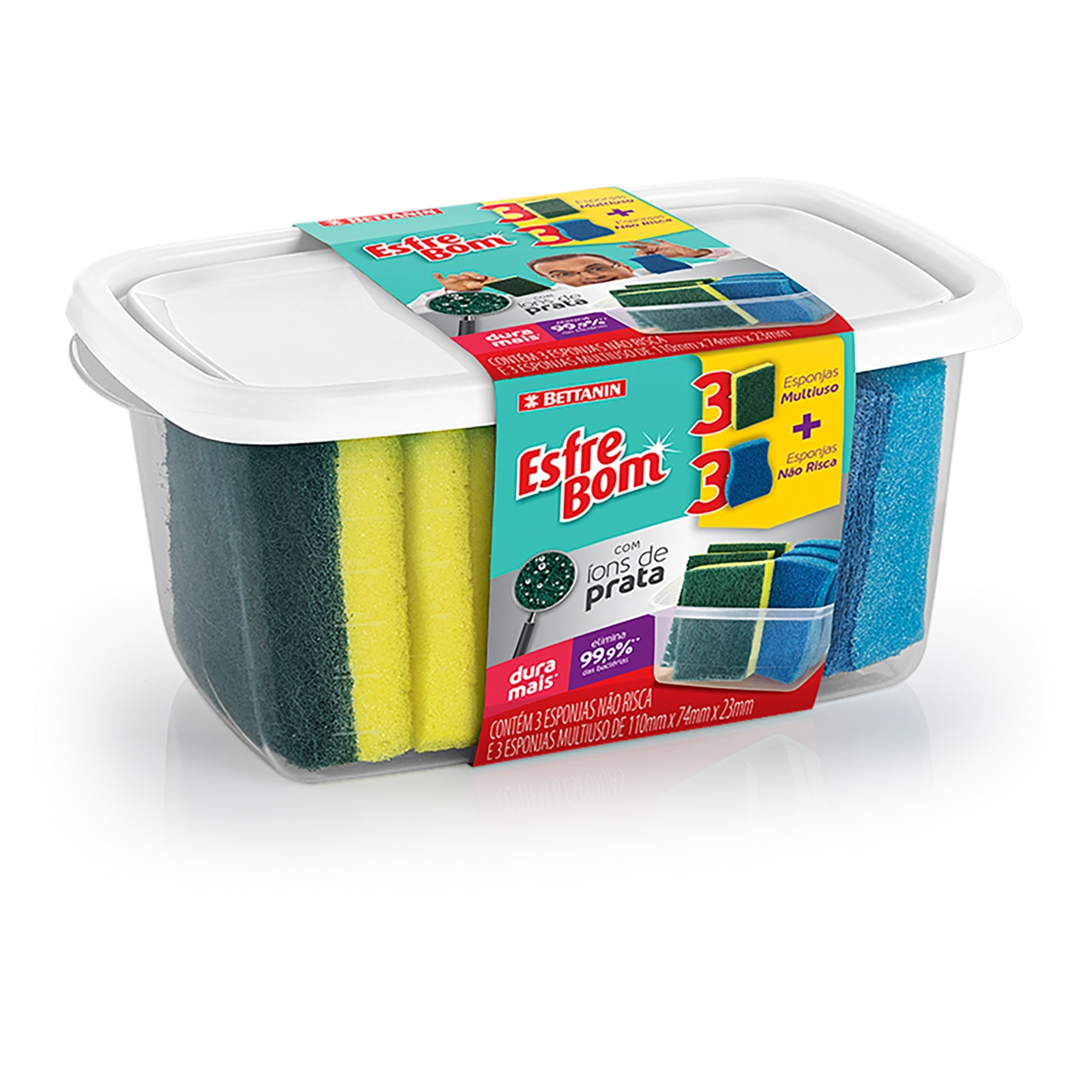 Kit Esponja Multiuso Não Risca Esfrebom 6 Unidades