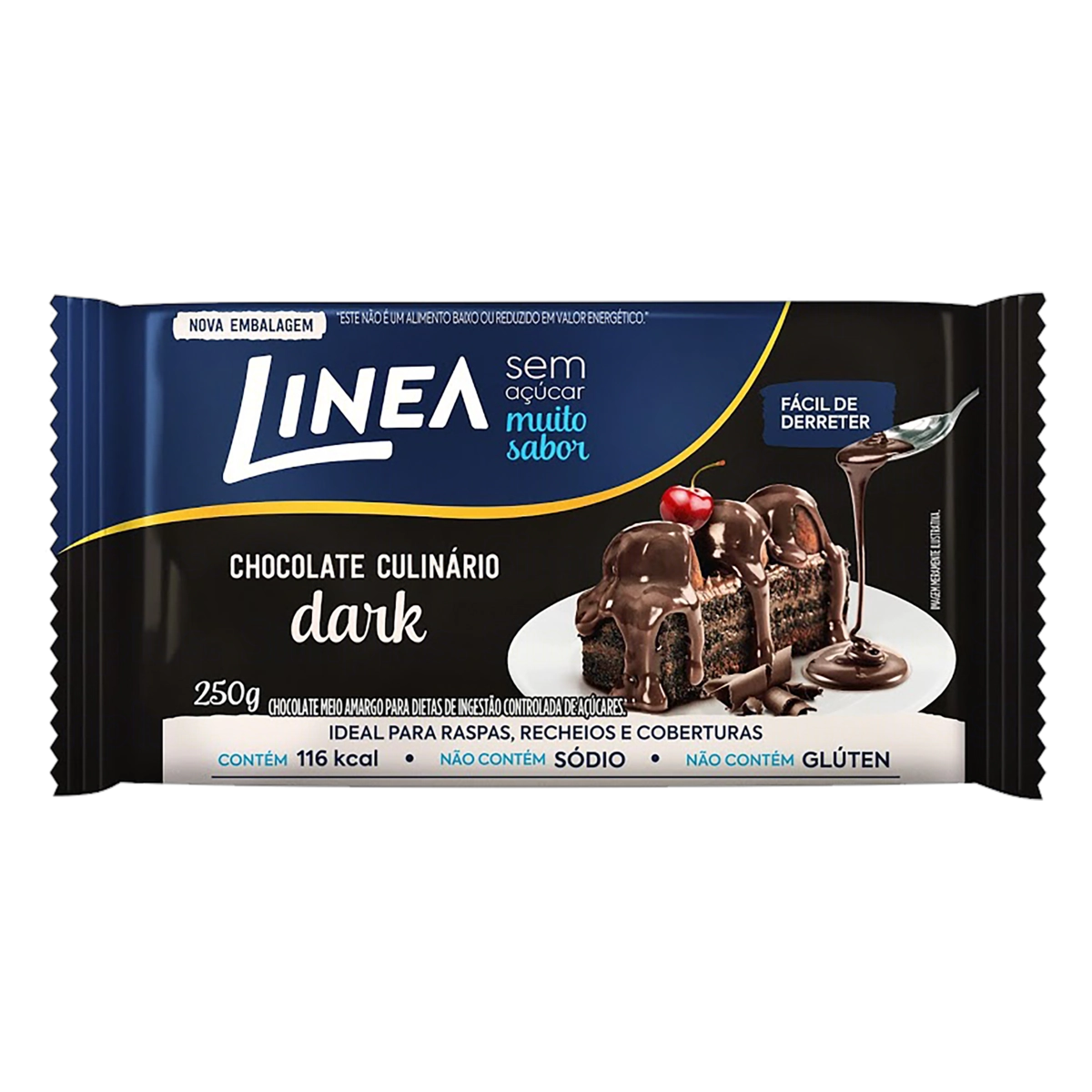 Chocolate Dark Uso Culinário Zero Açúcar Linea Pacote 250g