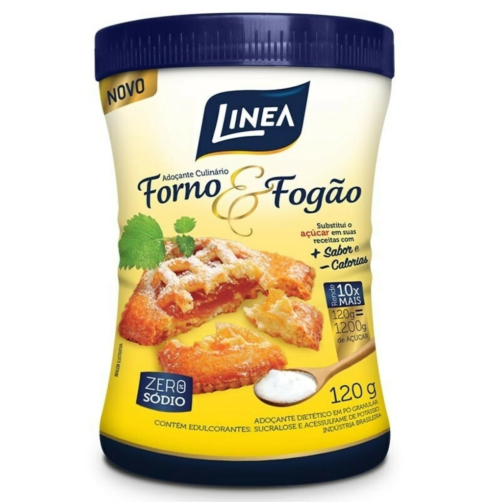 Adoçante Em Pó Sucralose Culinário Zero Sódio Linea Forno Fogão Pote 120g