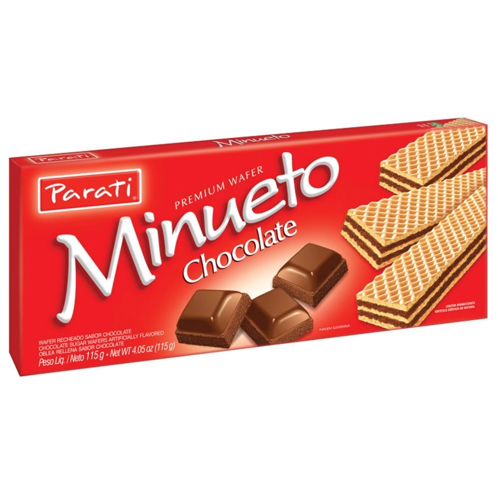 Biscoito Wafer Recheio Chocolate Minueto Pacote 115g